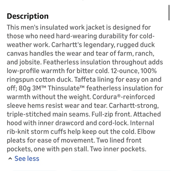 Carhartt Navy men’s loose fit washed duck insulated jacket - Picture 11 of 13